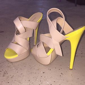 Beige and yellow heels from shoe dazzle